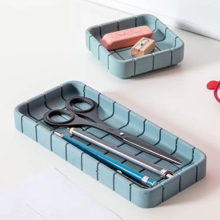 Tile Oblong Tray - Steel Blue