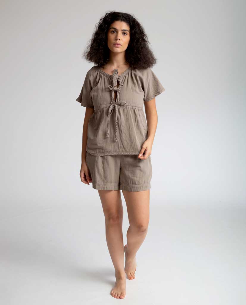 Gilma Organic Cotton Shorts - Olive