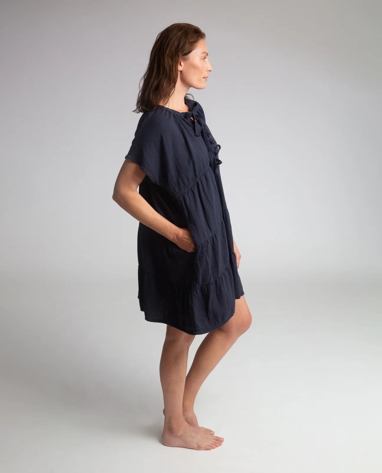 Load image into Gallery viewer, Hazel Organic Cotton Dress - Navy
