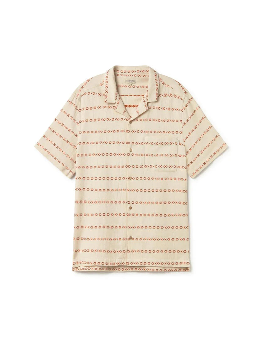Heringsdorf Short Sleeved Shirt — Ecru/Adobe Jacquard