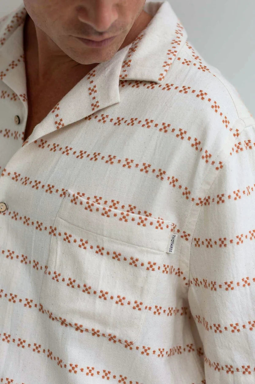 Heringsdorf Short Sleeved Shirt — Ecru/Adobe Jacquard
