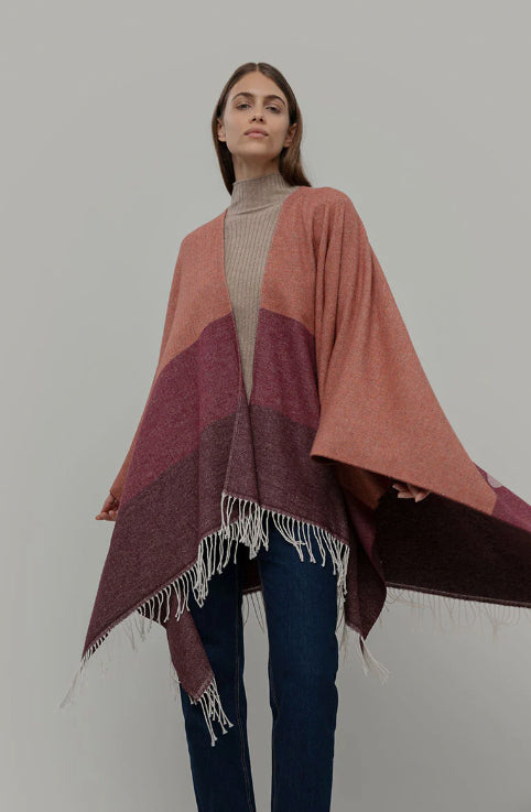 MILA - Recycled Cotton Cape - Wine Red