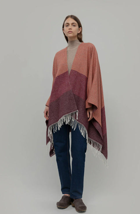 MILA - Recycled Cotton Cape - Wine Red