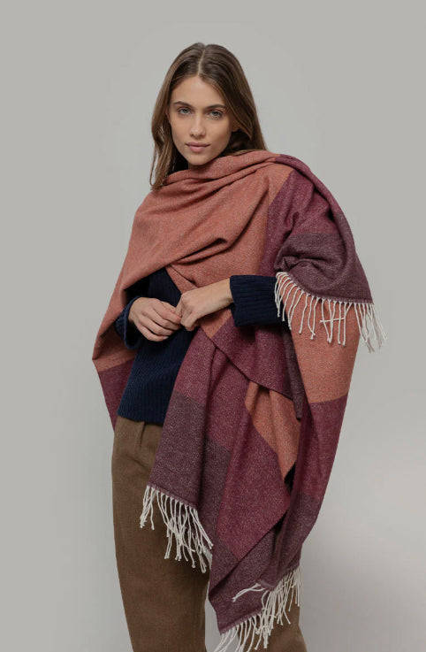 MILA - Recycled Cotton Cape - Wine Red