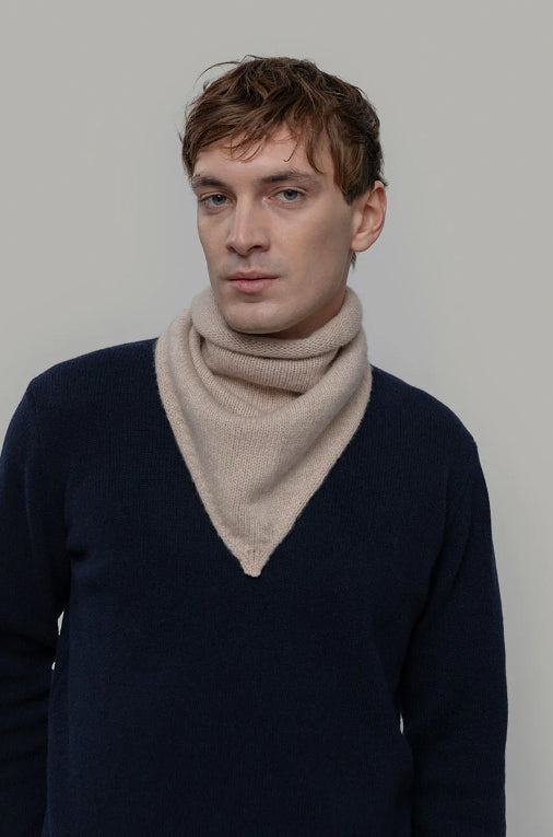 MASHA - Recycled Cashmere Bandana -  Beige Cantuccino