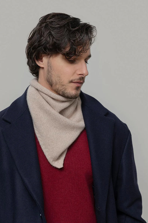 MASHA - Recycled Cashmere Bandana -  Beige Cantuccino