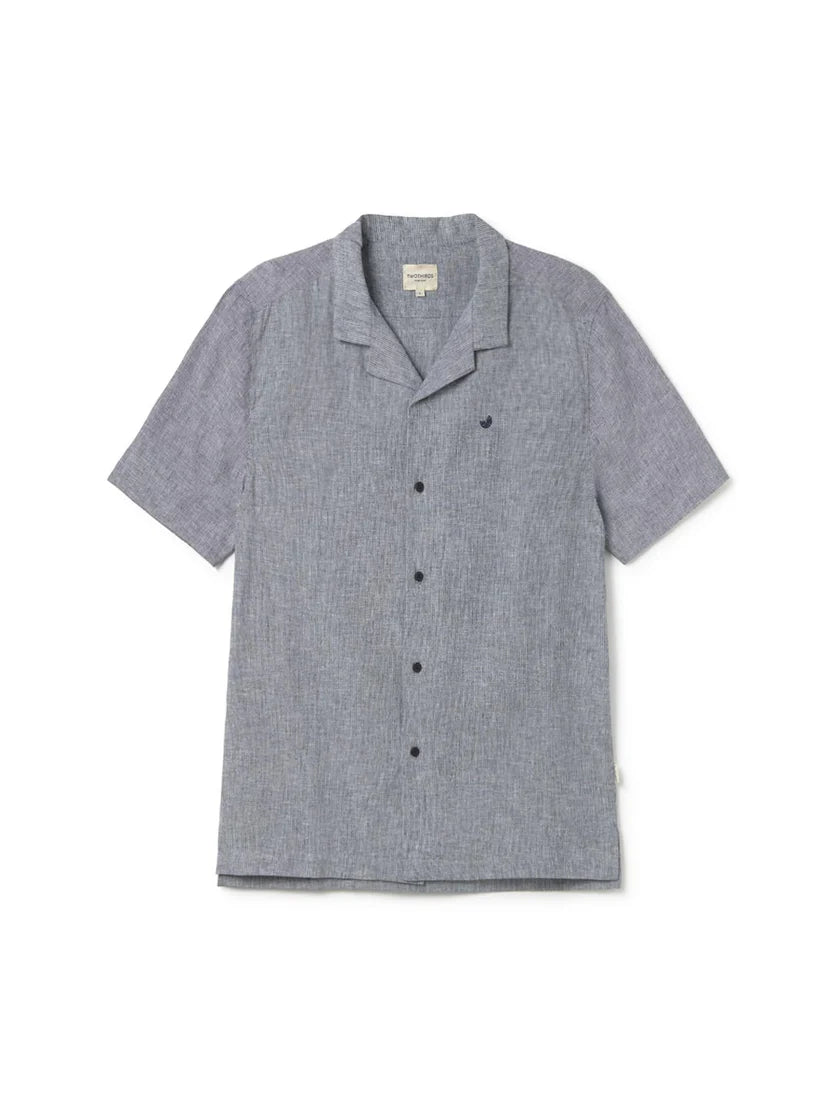 Olivera Short Sleeved Shirt — Navy Stripes