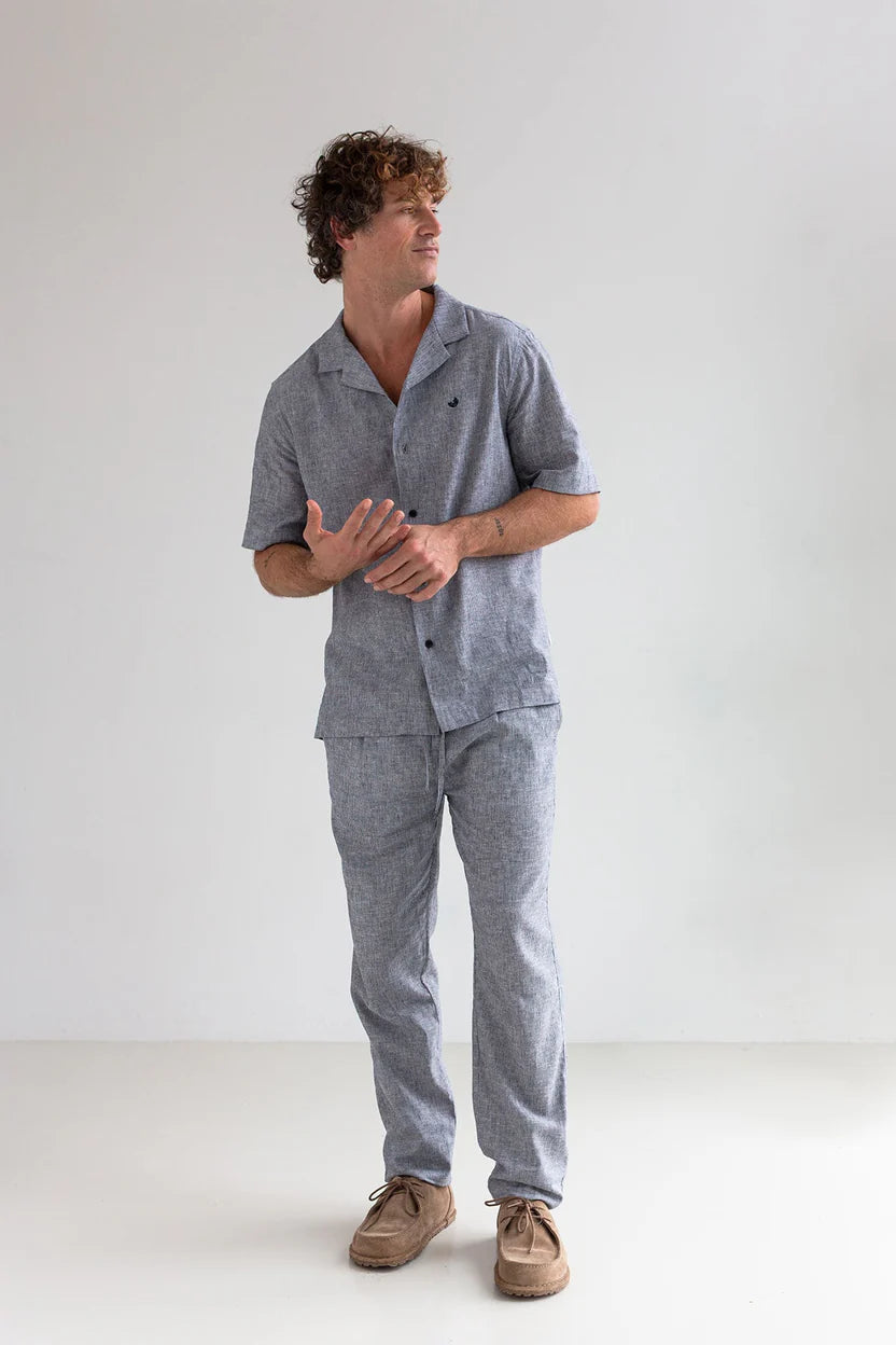 Olivera Short Sleeved Shirt — Navy Stripes
