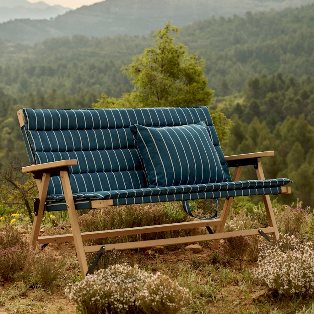 Outdoor Market Cushion - 45 x 35  - Blue with Beige Stripes