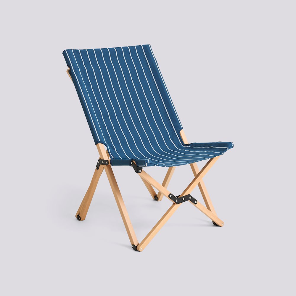 Outdoor Market Folding Chair - Blue with Beige Stripes