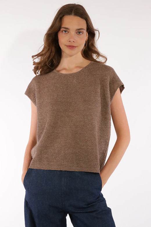 GLADYS Sleeveless Sweater - Brown