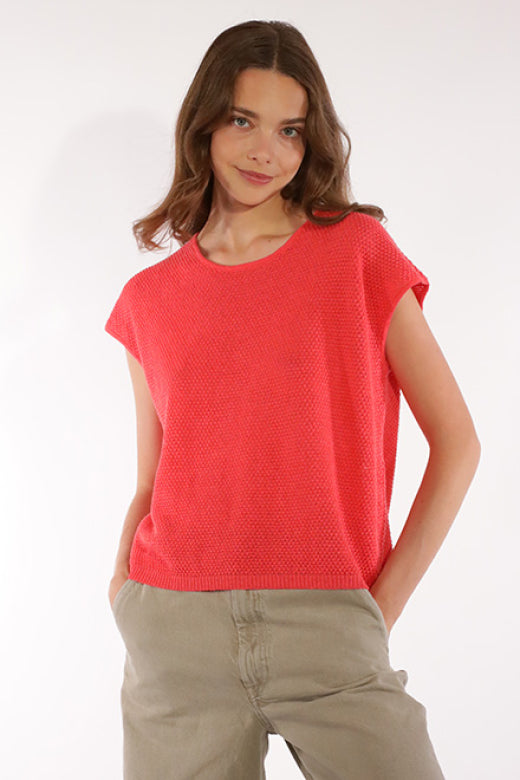 GLADYS Sleeveless Sweater - Coral