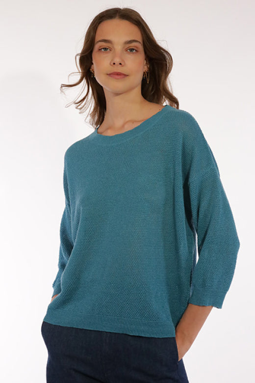 GAELLE Wide Sweater - Chine Blue