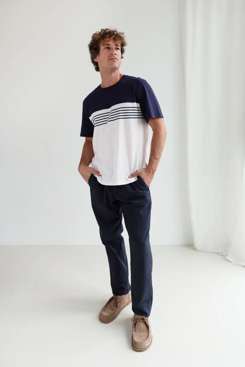 Plavi T-Shirt — Ecru/Navy