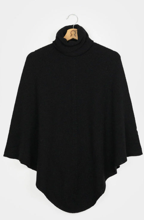 ELISTABETTA - Women's Recycled Cashmere Poncho - Slate Black