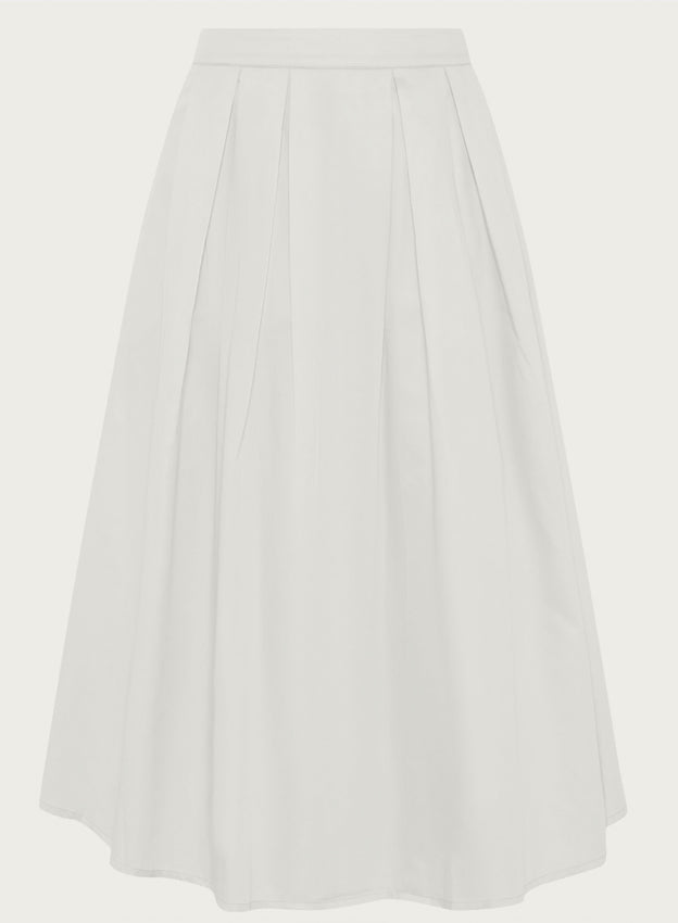 Satin Pleat Skirt - Egret