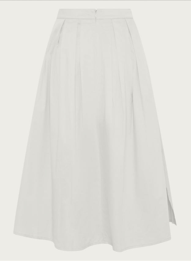 Satin Pleat Skirt - Egret