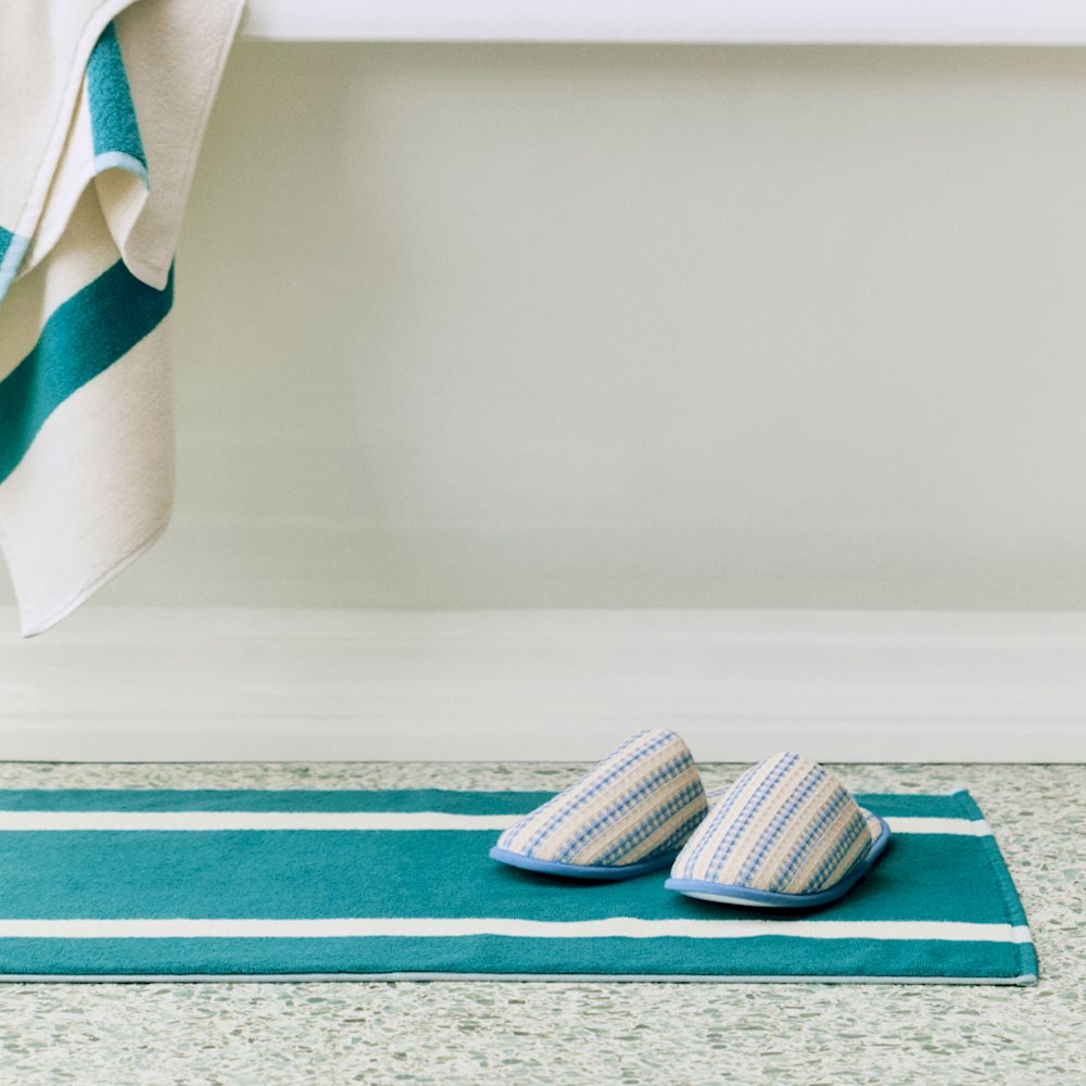 Stripe Bath Mat - W50 x L80 - Petrol Blue