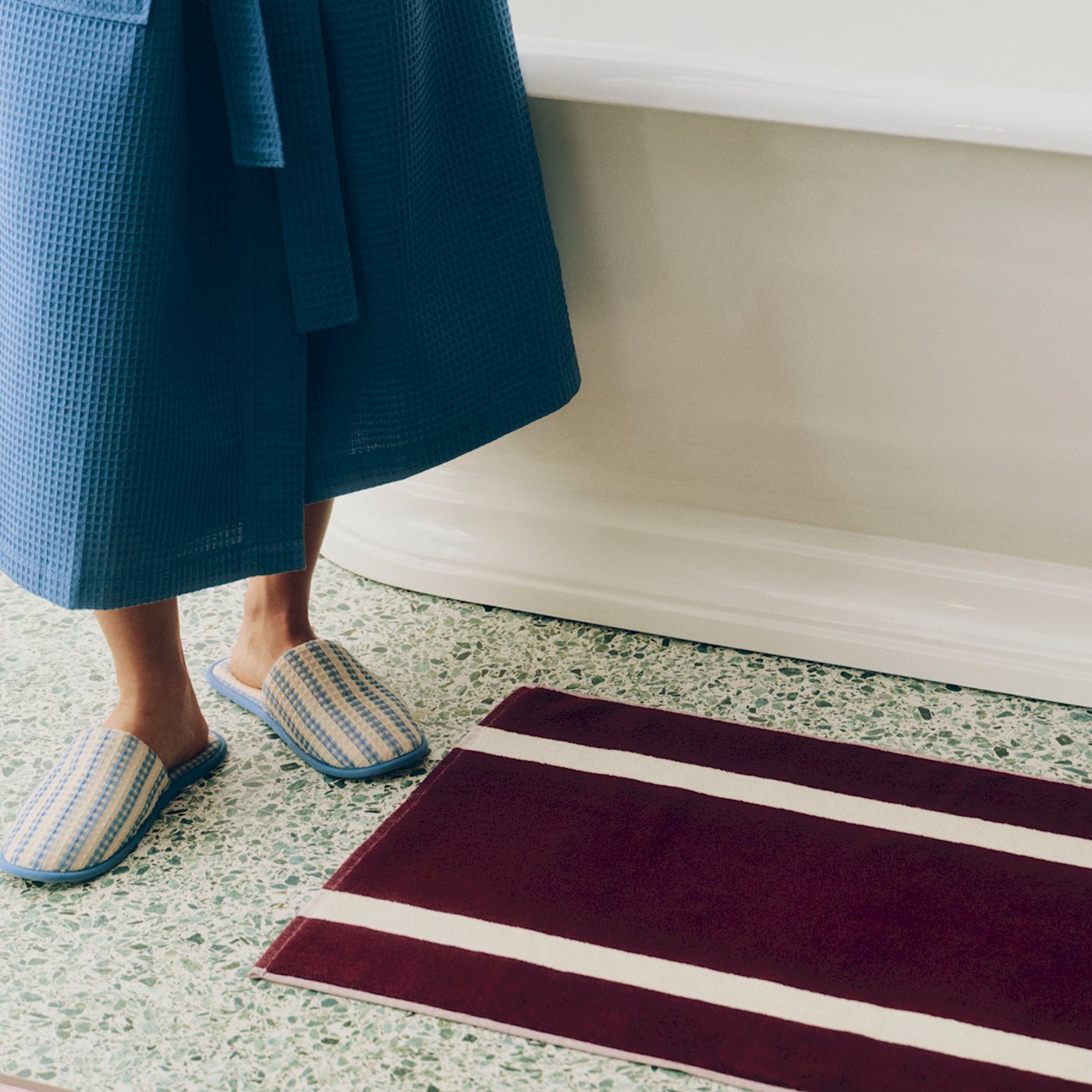 Stripe Bath Mat - W50 x L80 - Burgundy
