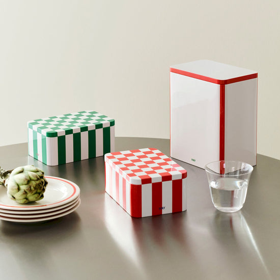 TIN CONTAINER - SMALL - RED & OFF-WHITE