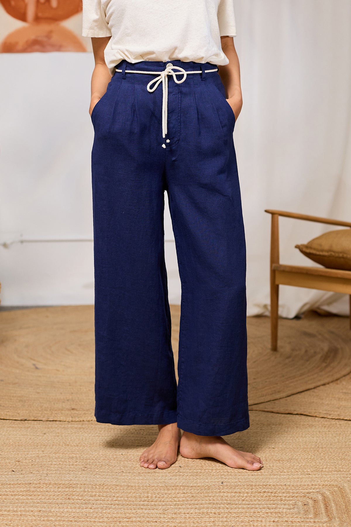 San Vito Linen Pants — Blue Night