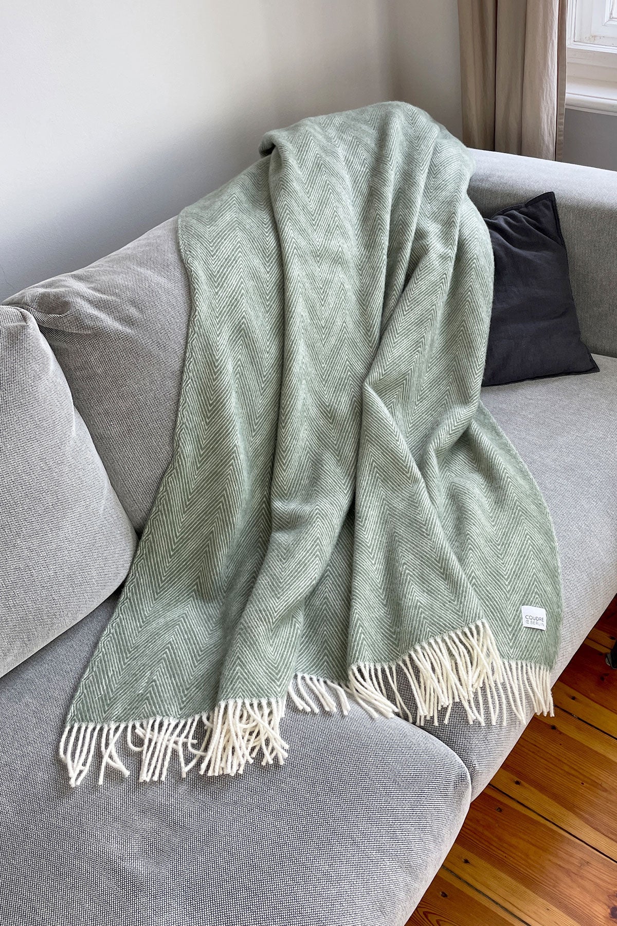 Wool Blanket  - Fine Herringbone Aloe