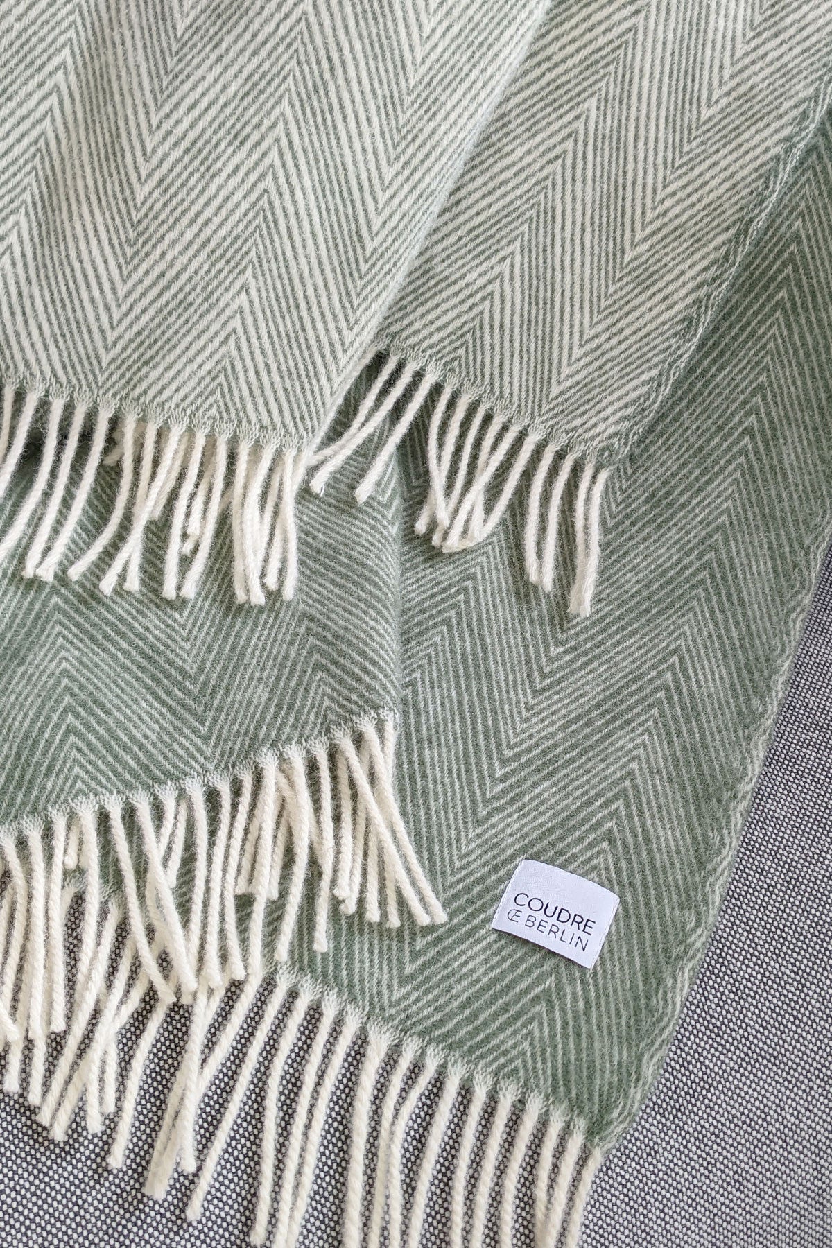 Wool Blanket  - Fine Herringbone Aloe