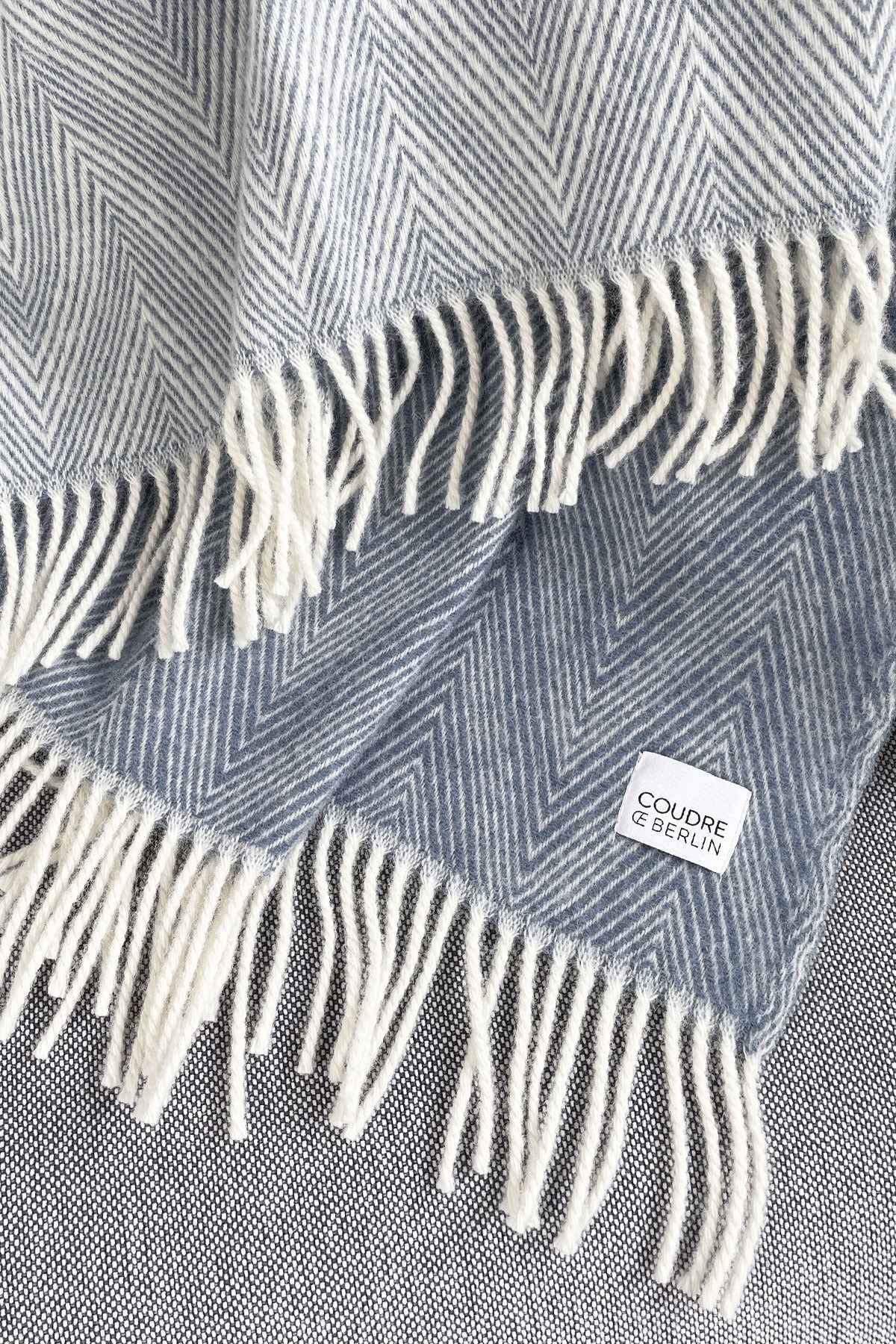 Wool Blanket  - Fine herringbone Blue Concrete