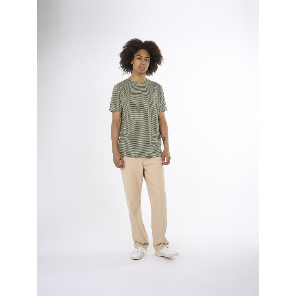 Narrow Striped Slub T-Shirt - GOTS/Vegan  - Swamp