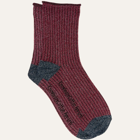Lurex Glitter Rib Socks - OCS/Vegan - Rhubarb