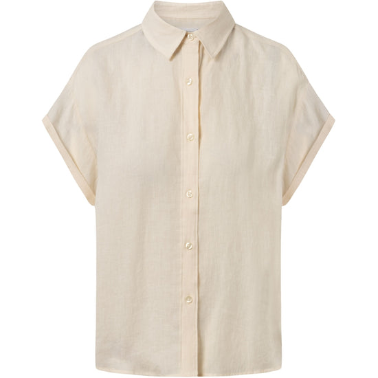 ASTER Fold Up Short Sleeve Linen Shirt - GOTS/Vegan - Butter Cream
