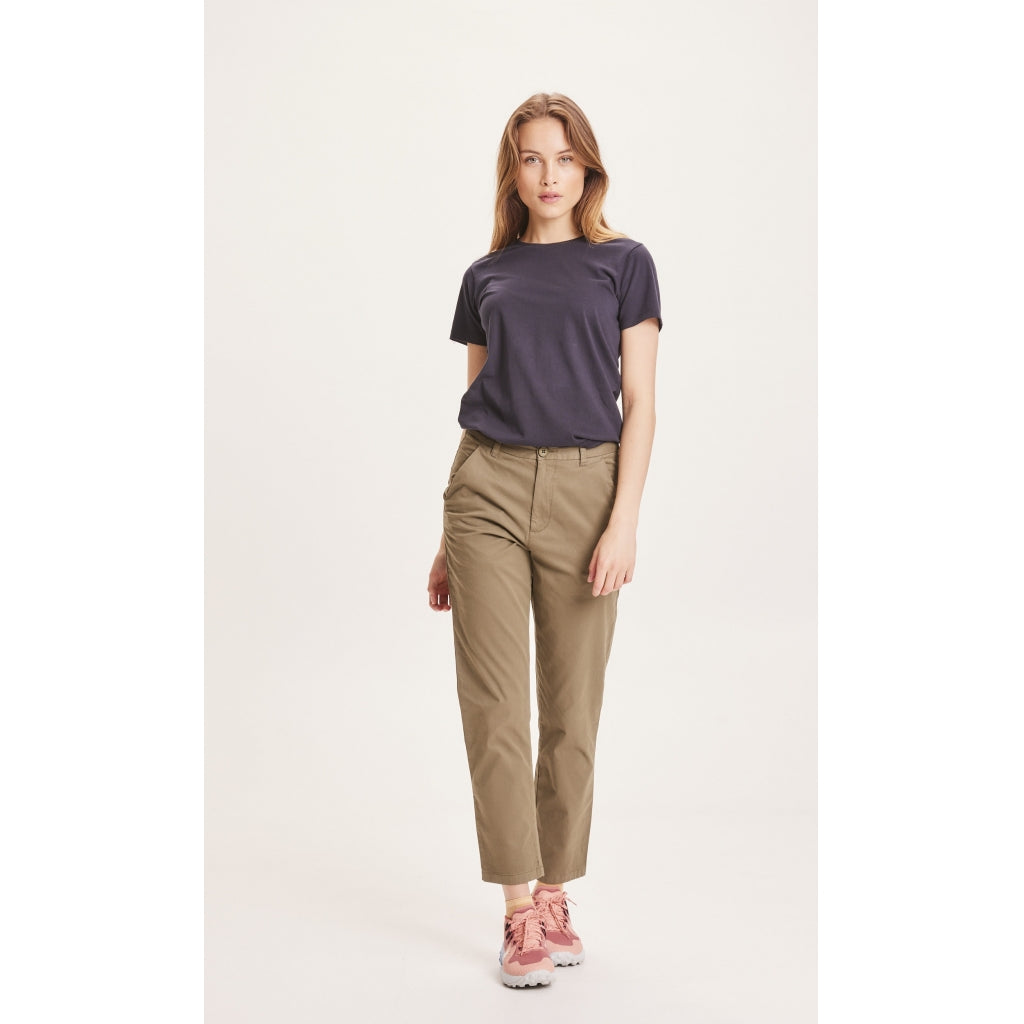 Load image into Gallery viewer, WILLOW regular cropped poplin chino - GOTS/Vegan - Burned Olive
