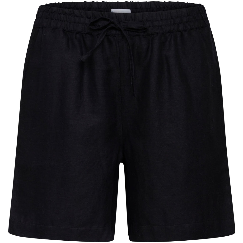 POSEY linen mix elastic waist shorts - Vegan - Black Jet