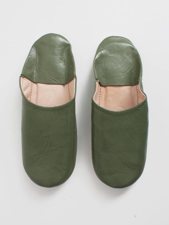 MOROCCAN MENS BABOUCHE SLIPPERS - OLIVE