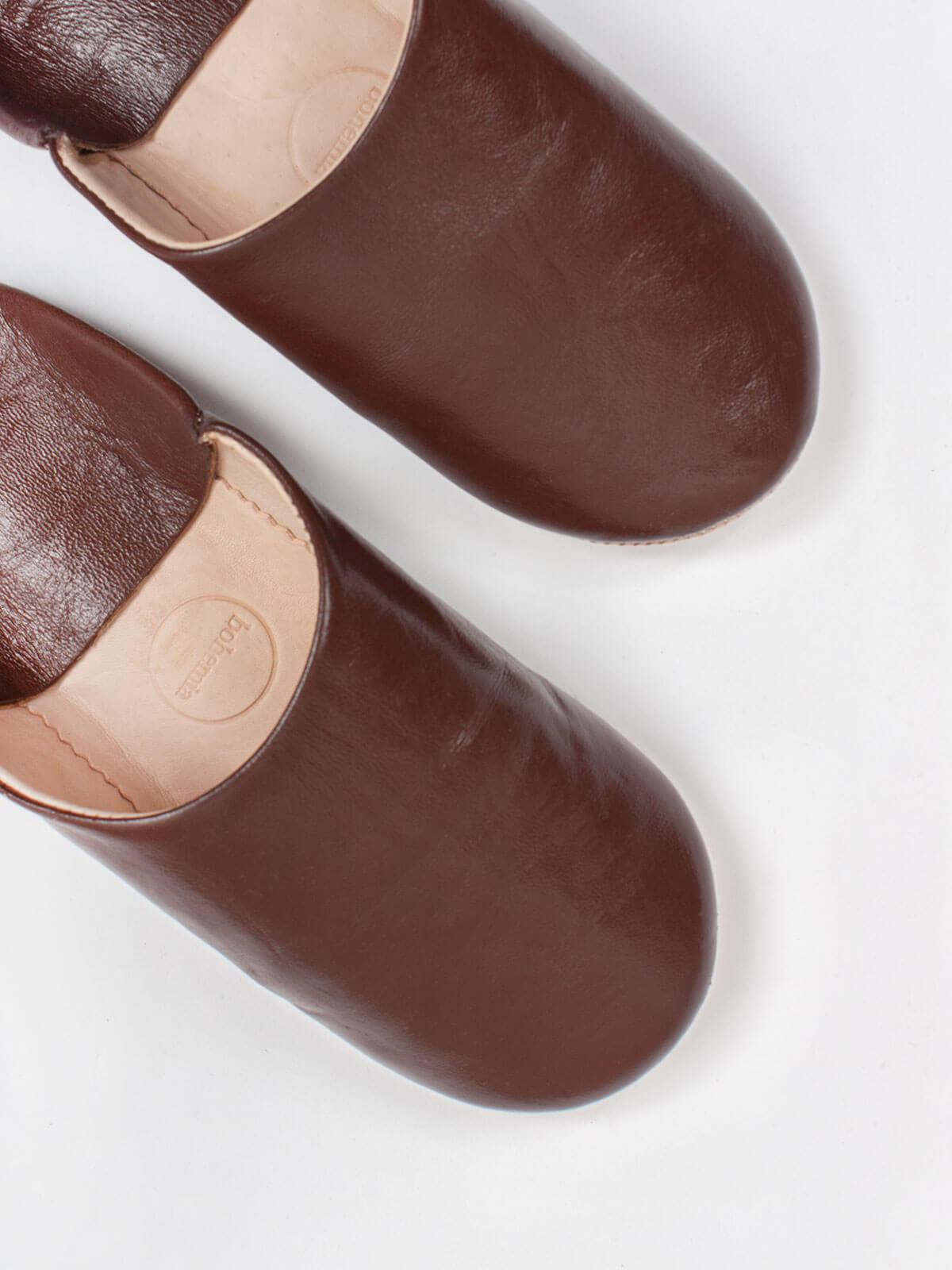 MOROCCAN MENS BABOUCHE SLIPPERS - CHOCOLATE