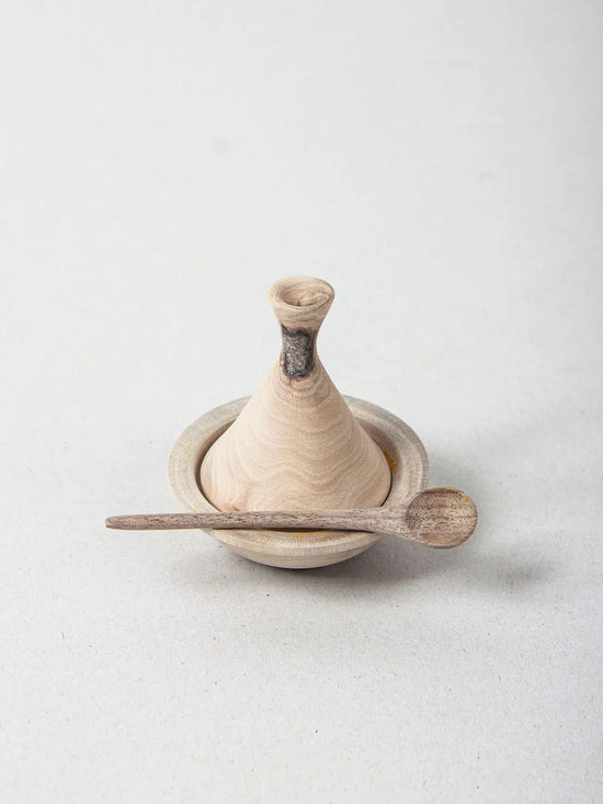 Load image into Gallery viewer, Walnut Wood Tagine Spice Pot
