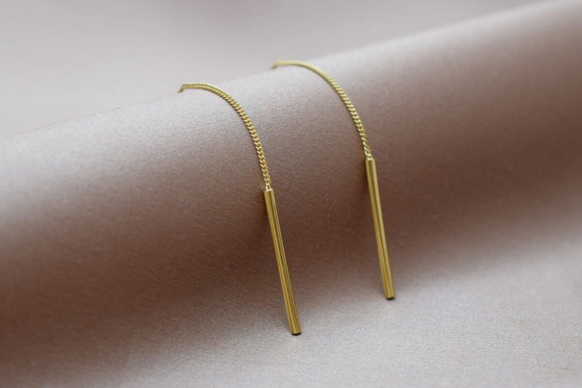 Tube Chain Earrings - Gold Plated