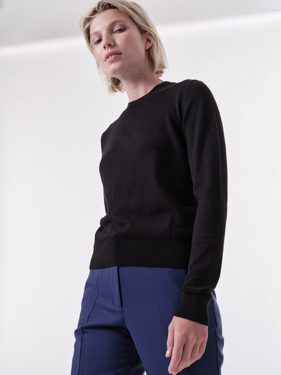 CREW NECK SWEATER - GOTS - Black