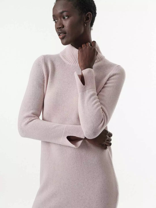 STAND-UP COLLAR DRESS - GOTS - Cream Melange