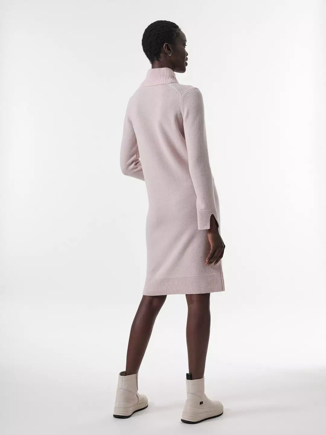 STAND-UP COLLAR DRESS - GOTS - Cream Melange