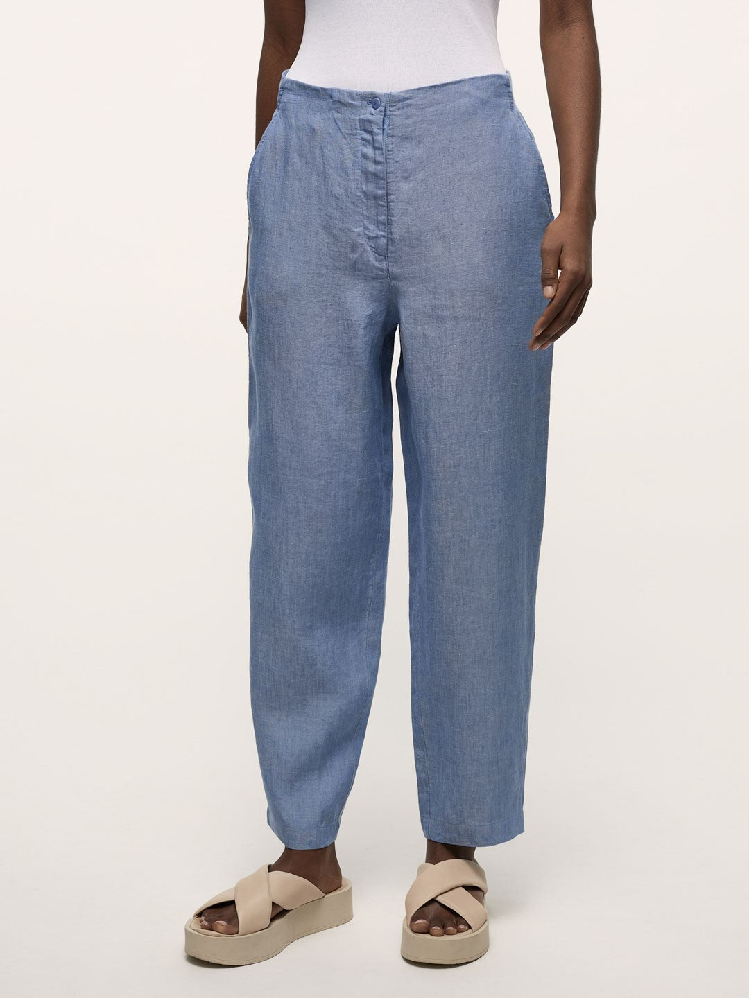 Organic Linen Pants -  Blue Melange