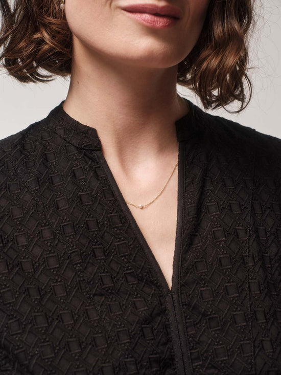 Midi Dress with Embroidery - Black