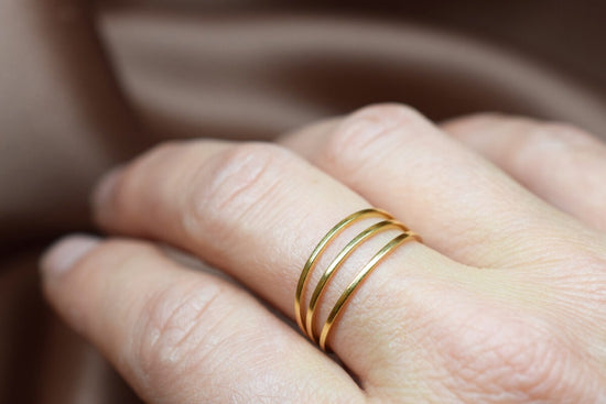 Three Rows Ring - Gold Plated