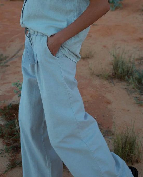 Riya-May Cotton Linen Trouser - Stone