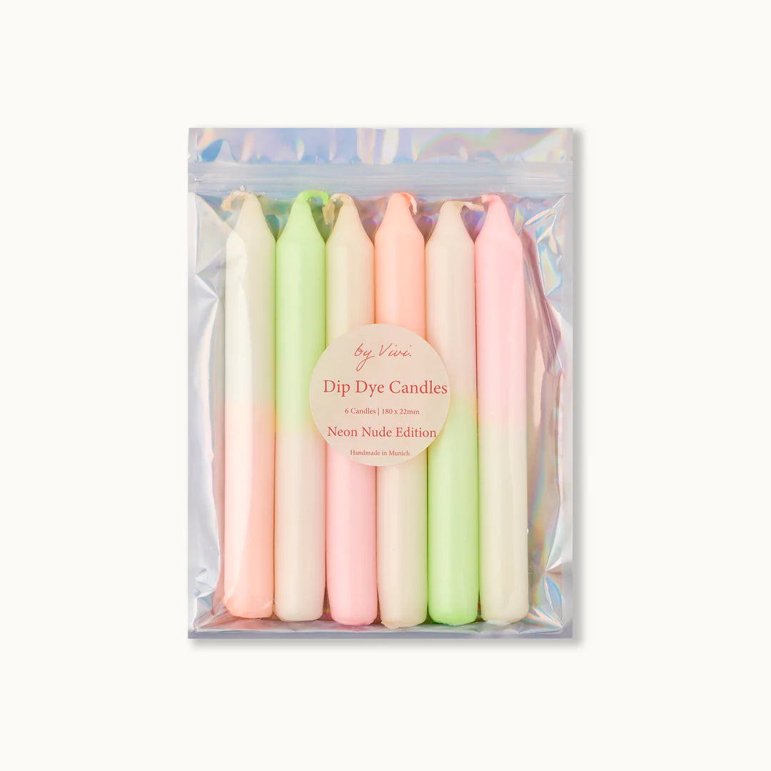 Dip Dye Candle Set of 6: Neon Nude Edition