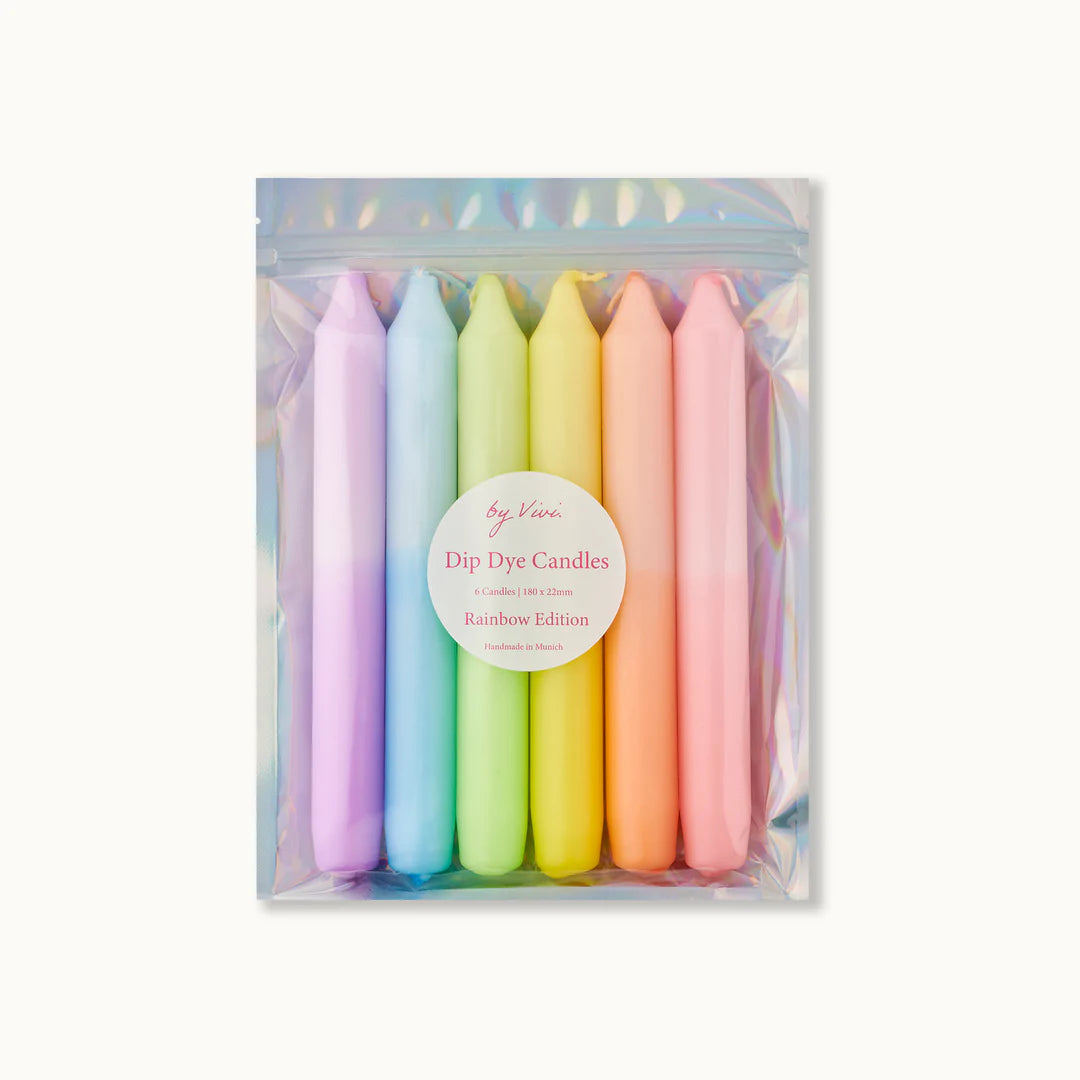 Dip Dye Candle Set of 6: Rainbow Edition