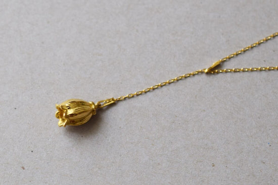 Load image into Gallery viewer, Y-Necklace Bellflower - gold plated sterling silver 925
