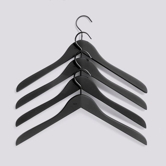 Soft Coat Hanger - Set of 4 - Slim - Black