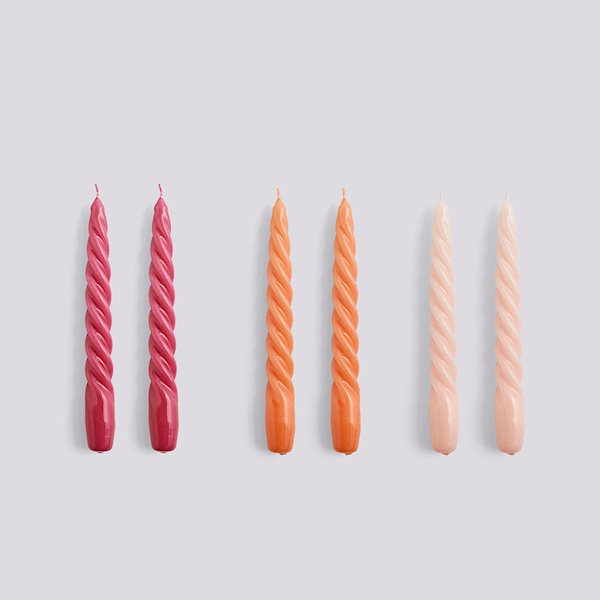 Load image into Gallery viewer, CANDLE TWIST SET OF 6 - dark punch, dark peach &amp;amp; light rose
