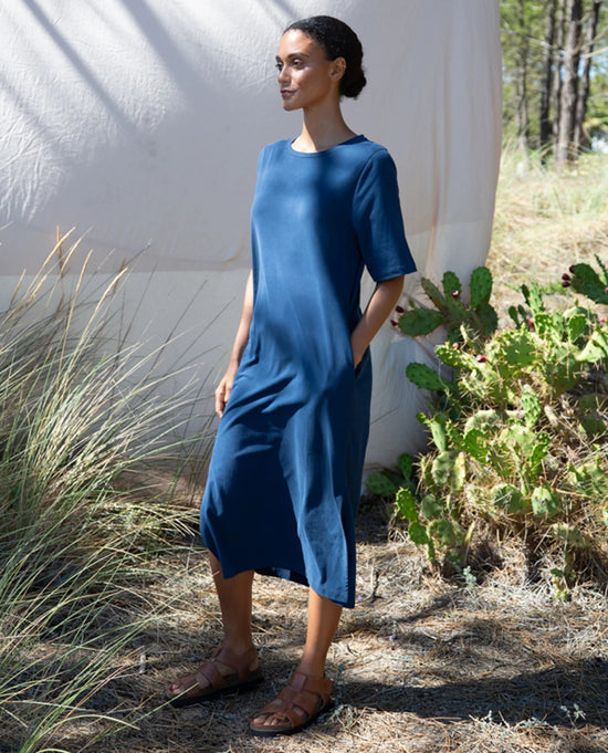 Elaine Organic Cotton Dress - Indigo